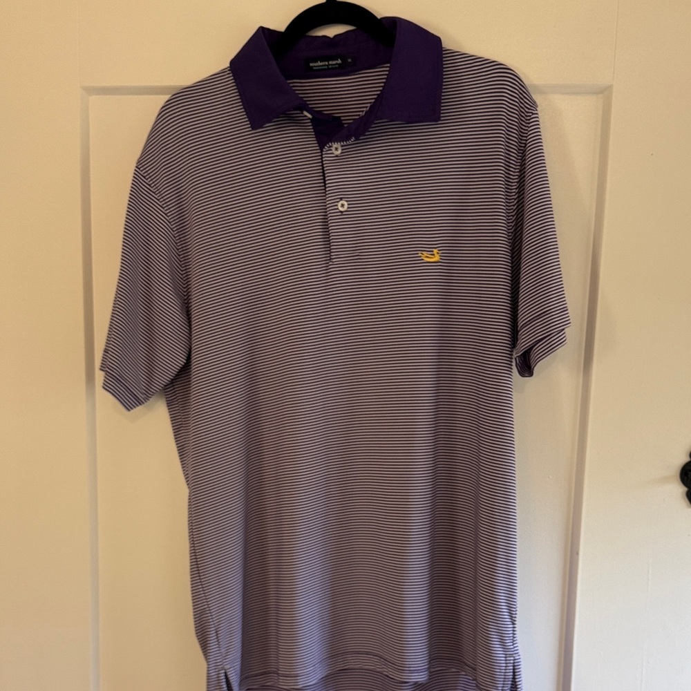 Southern Marsh Striped Golf Polo - Purple